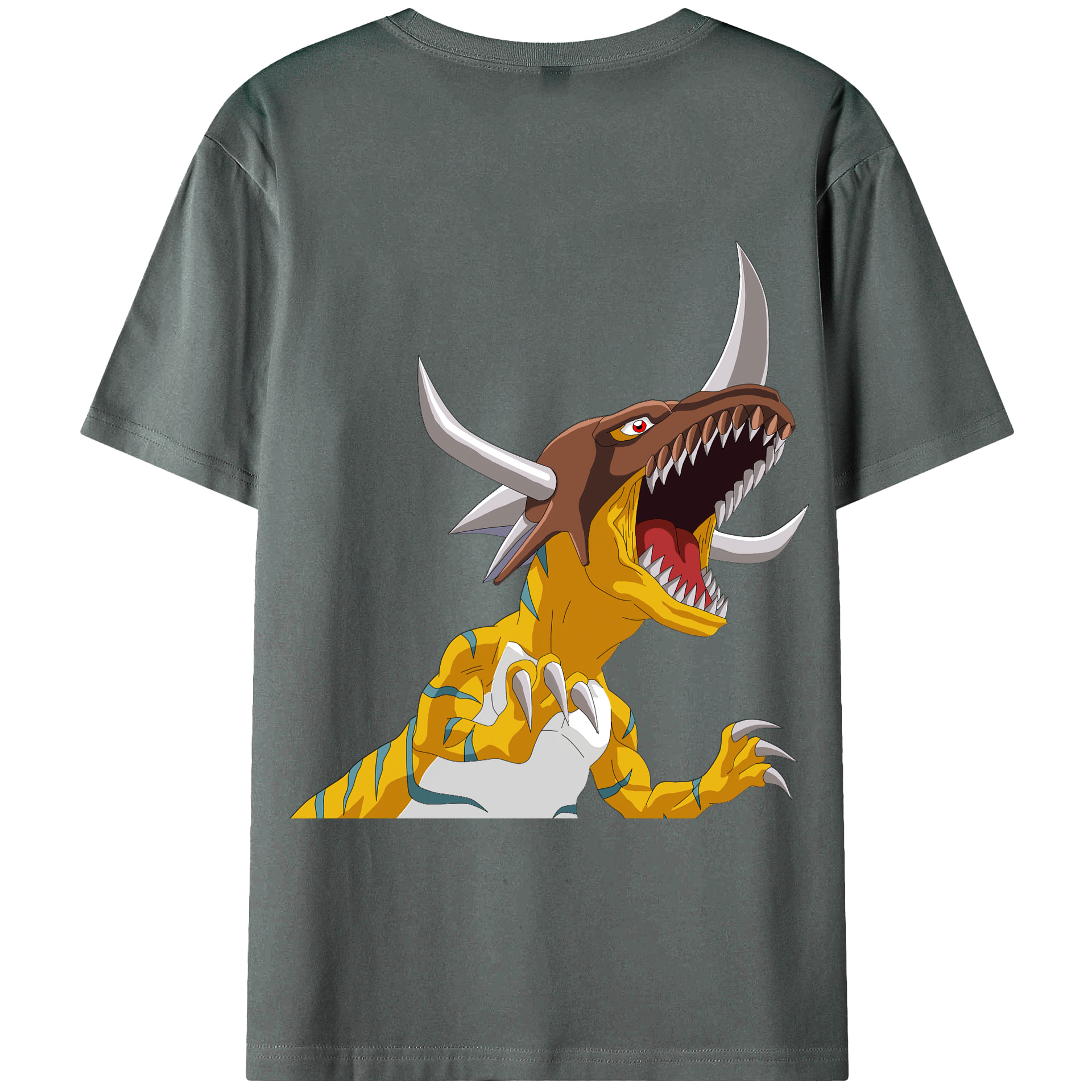 （画像用） Digimon デジタルモンスター/デジモン 綿100％ メンズ半袖Tシャツ（バックプリント） 通気性